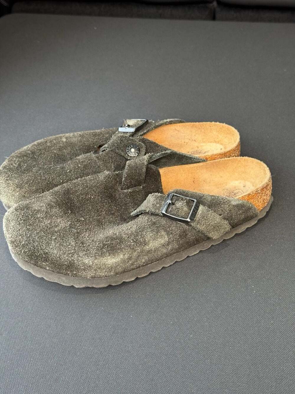 Birkenstock Boston Suede Leather Clogs in Dark Grey - Picture 3 of 8